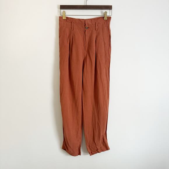 MADEWELL Linen Blend High Rise Crop Pants Rust 0 - Picture 4 of 11